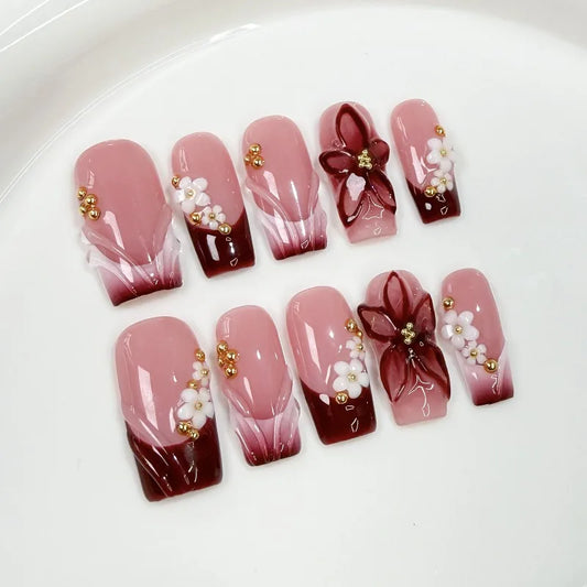 Urban Floral Press-On Coffin Nails