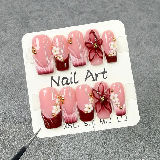 Urban Floral Press-On Coffin Nails
